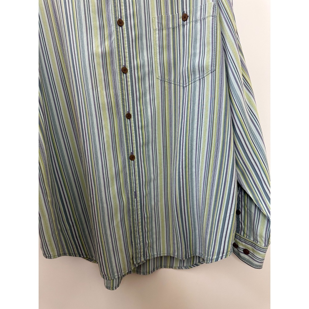 Tommy Bahama 100% Silk LS Striped Button Down Shirt Blue Mens Large Coastal Camp - Picture 6 of 13